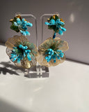 Double Flower Colored Earrings