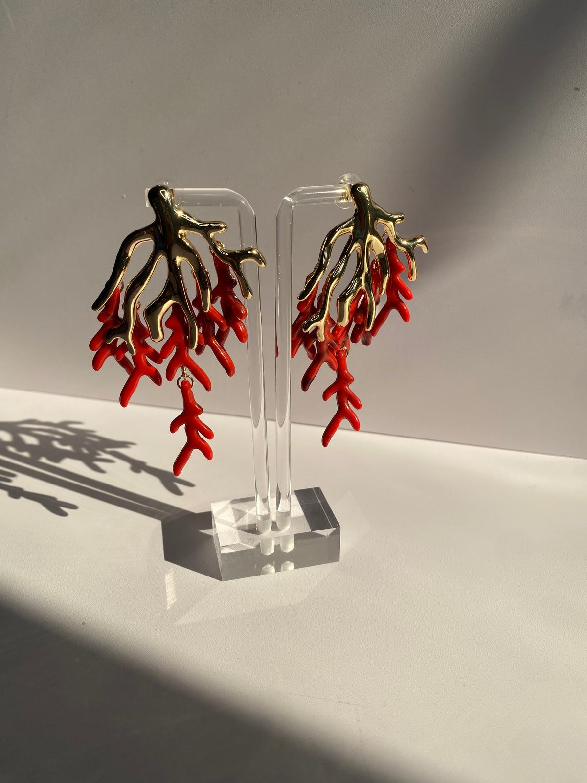 Red & Gold Layered Earrings