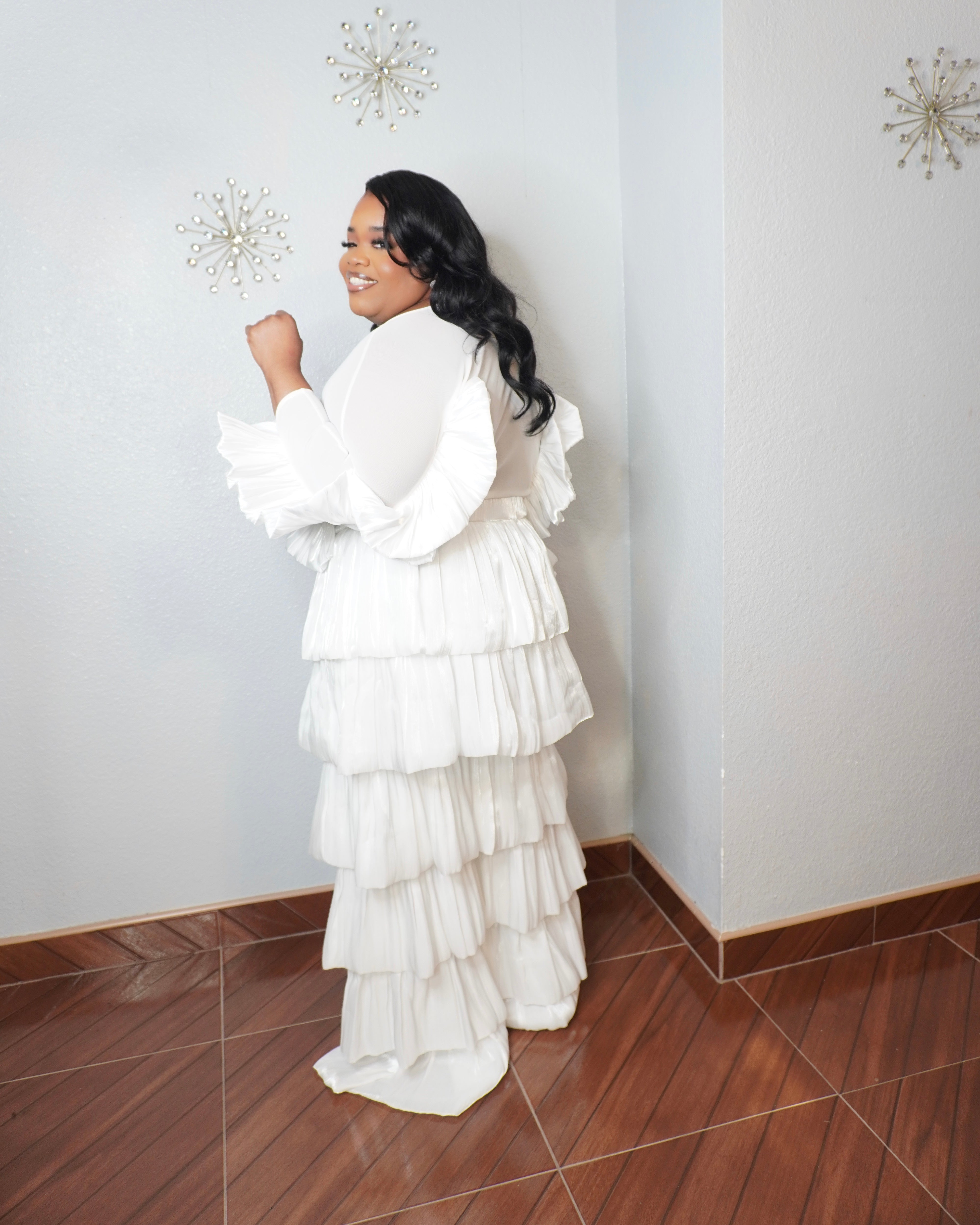 Plus size white luxury fashion top