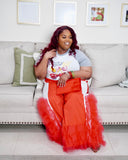 Oversized Ruffle Windbreaker Pants