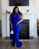 Bejeweled Arm Formal Dress