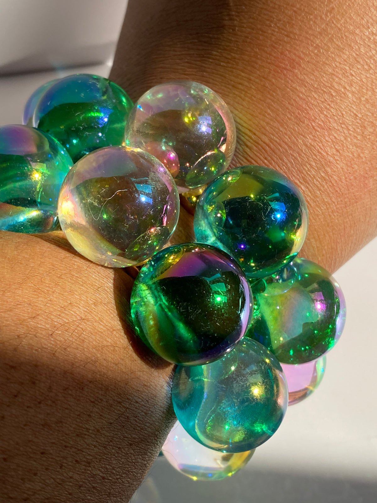 Teal Iridescent Ball Bracelet
