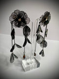 Black Flowers & Gem Earrings