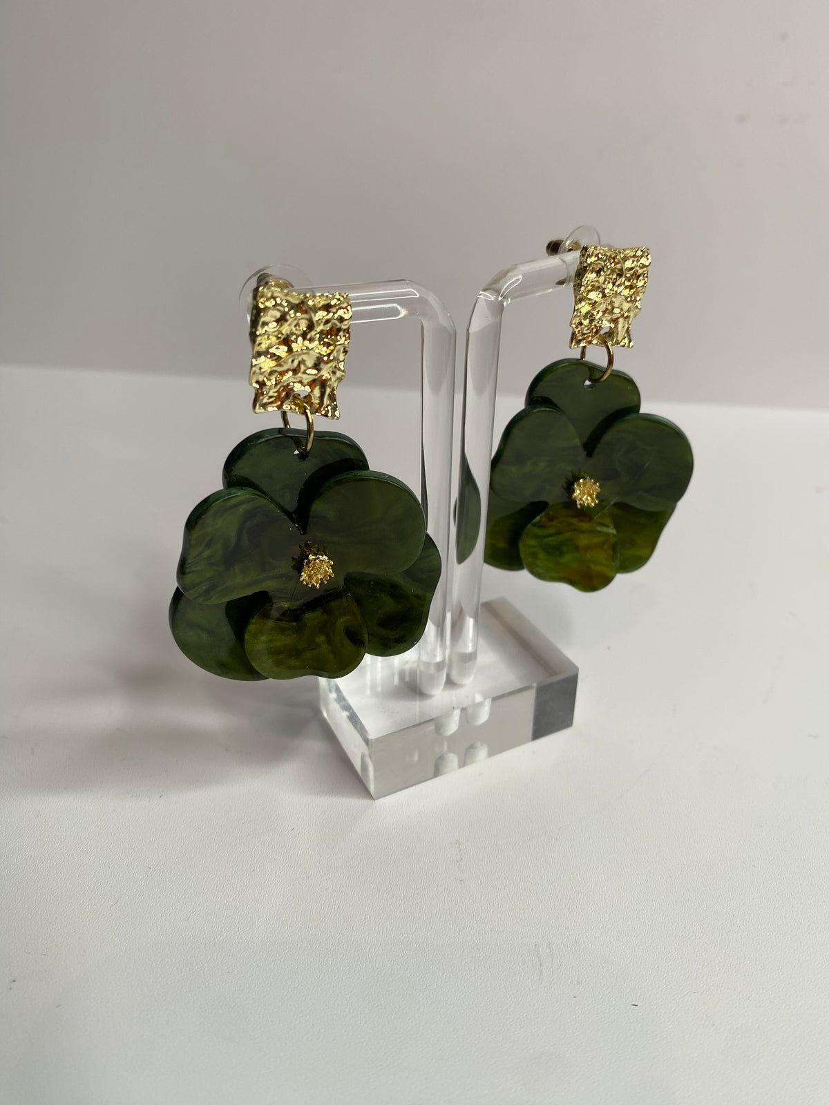 Green Flower Earrings
