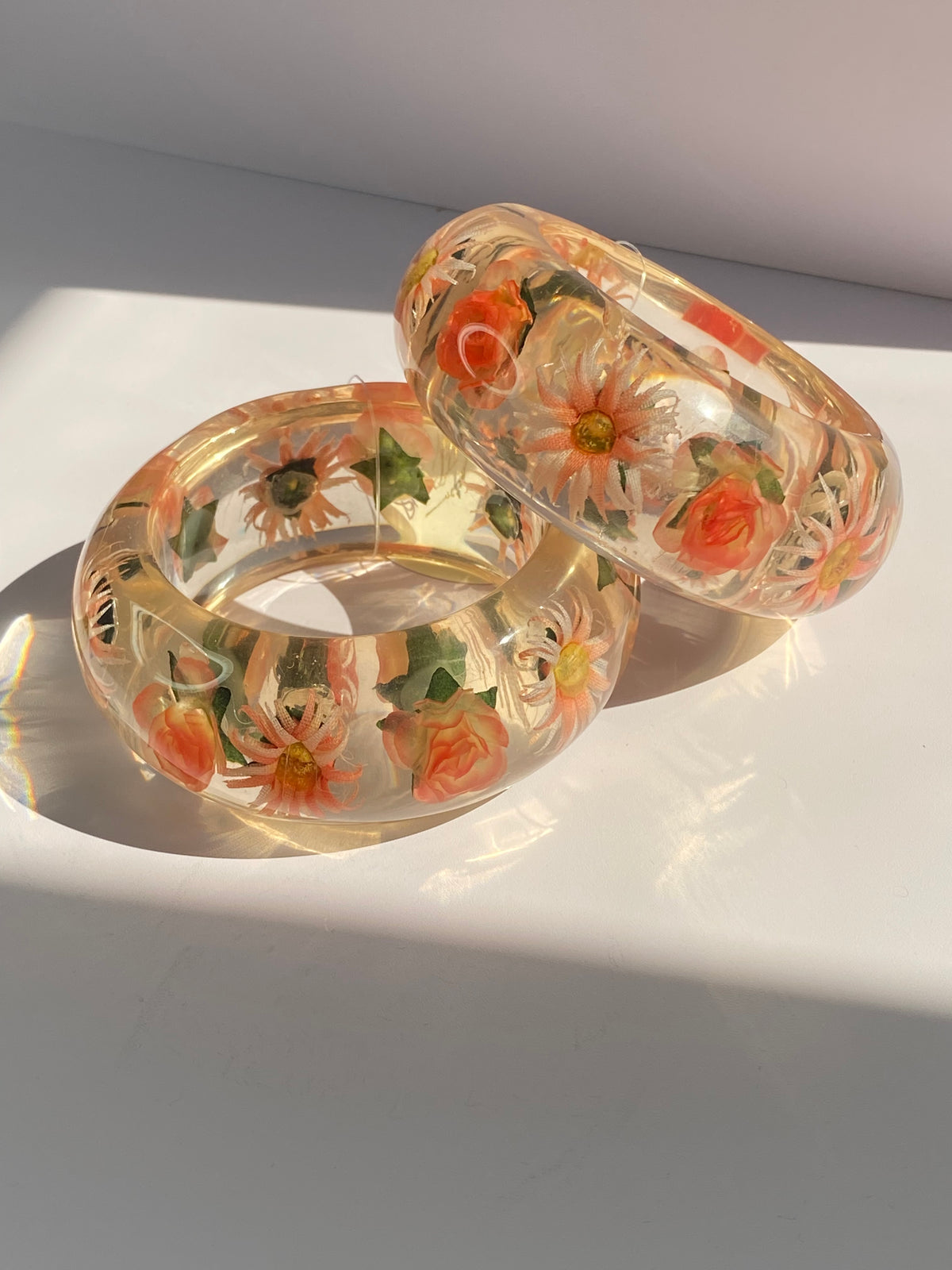 Orange Flower Acrylic Bracelet (1 Piece)