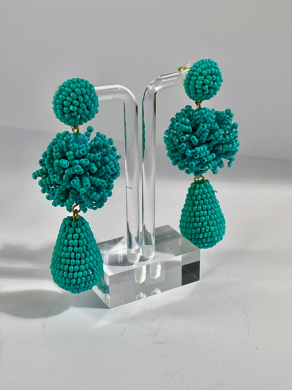 Aqua Bead Drop Earrings