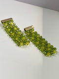 Green Beaded Flat Earrings
