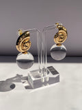 Gold Shell Crystal Ball Earrings