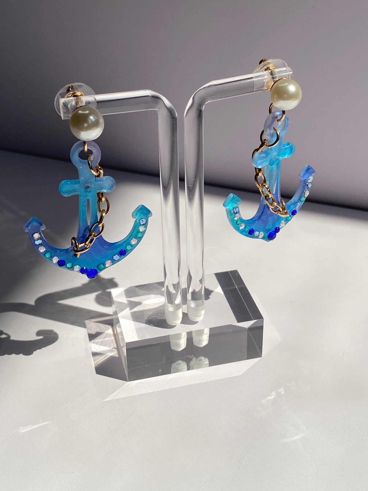 Blue Anchor Earrings
