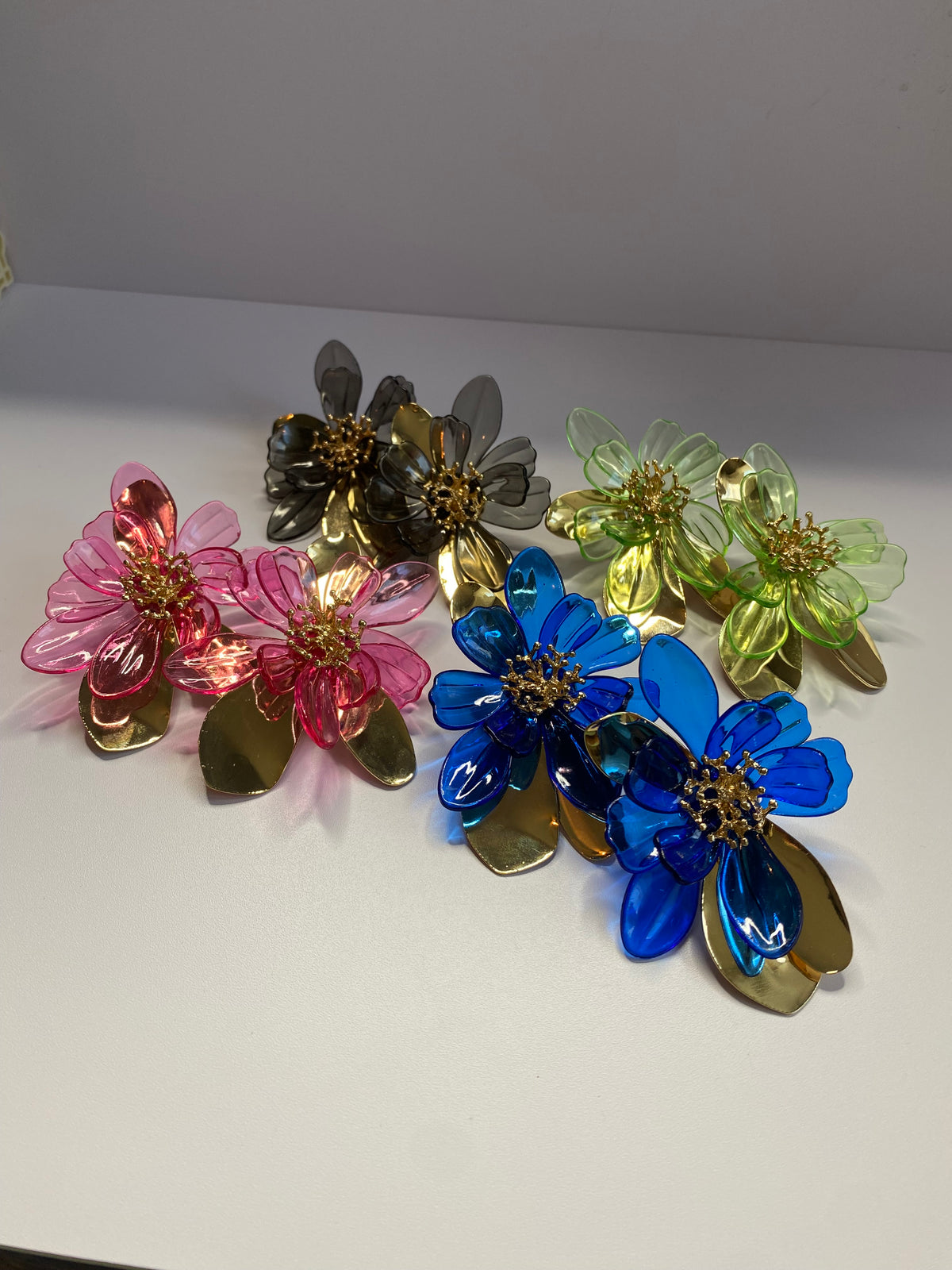 Gold & Color Flower Earrings