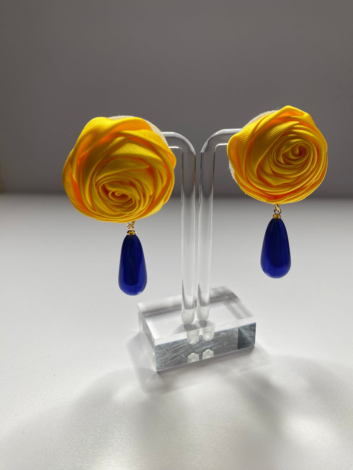 Two Tone Rose Drop Earrings