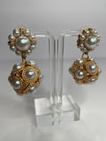 Gold and Pearl Ball Earrings