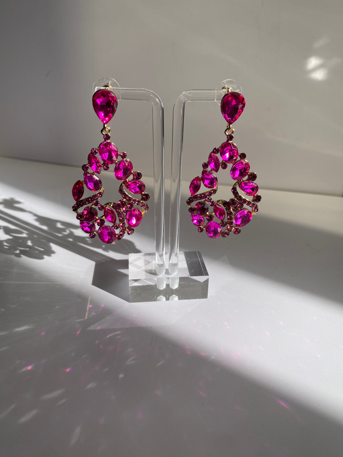 Dark Pink Dazzled Earrings