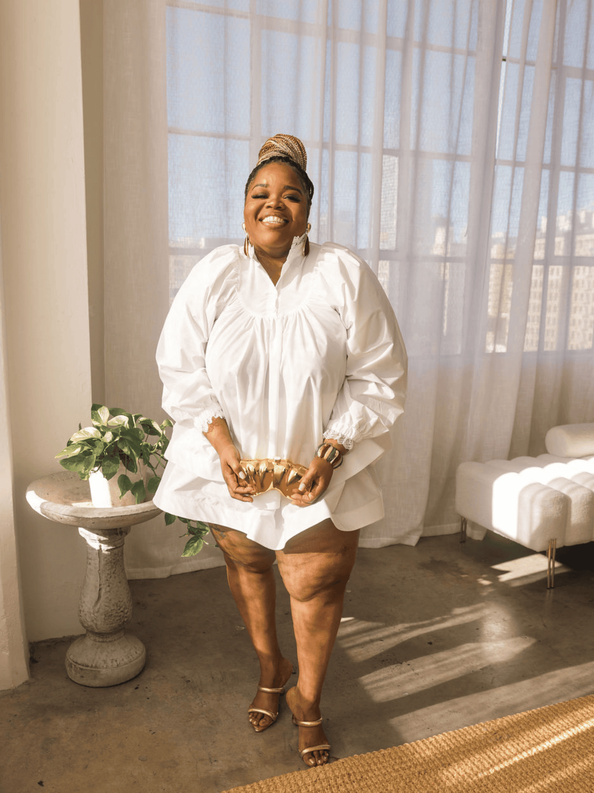 Long Sleeve White Flair Dress